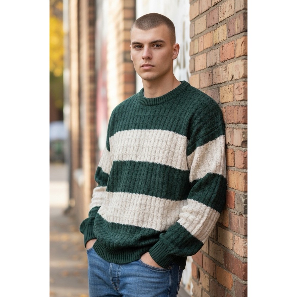 NWT VTG Lee Sport Nutmeg Mills Color block Knit Sweater L Gorpcore Grandpa 90s
